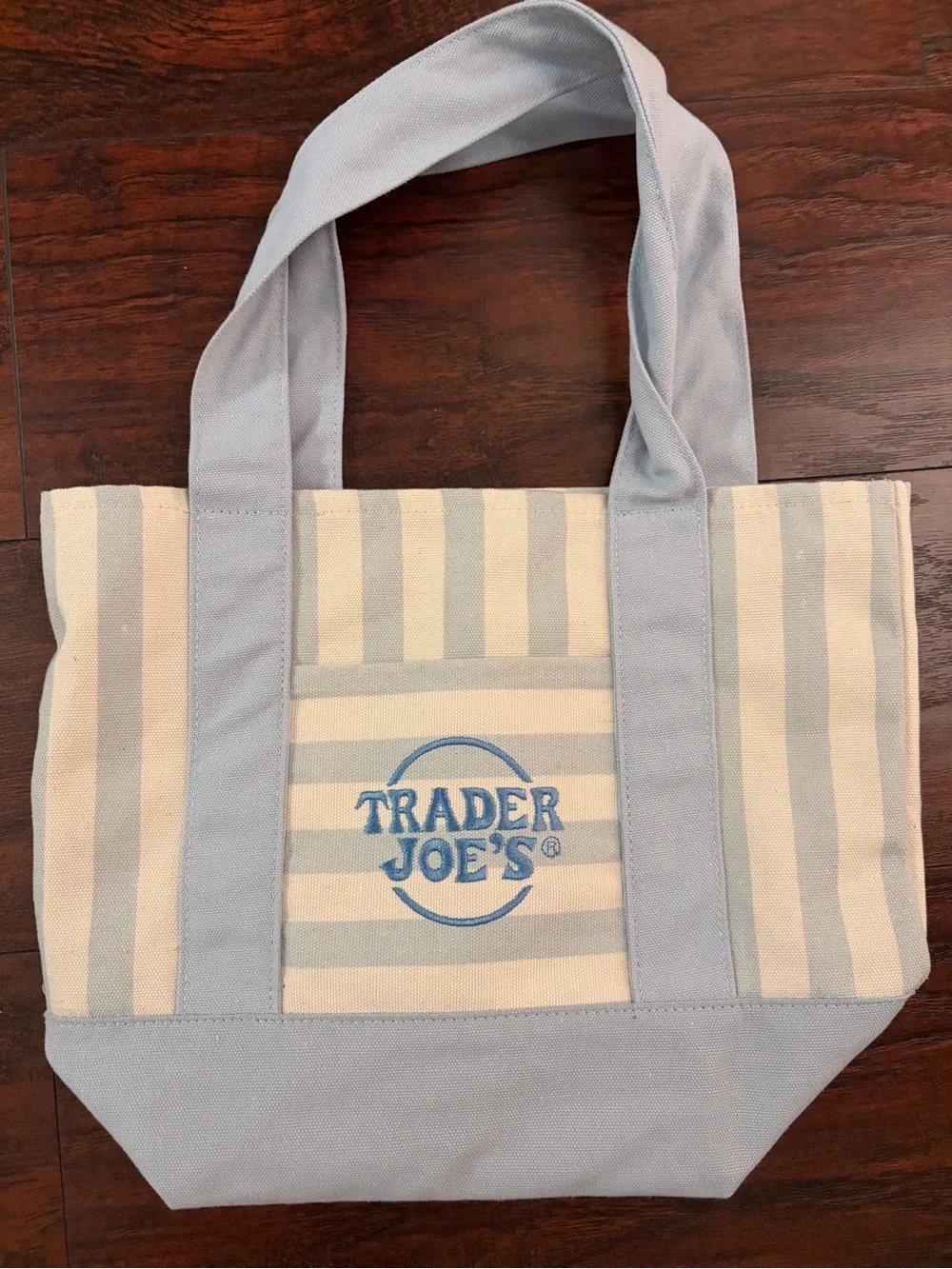 Light Blue & Cream Striped Tote Bag